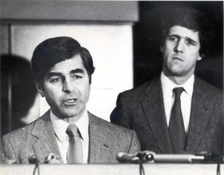 Boston, MA - Area A Station - Crime Control Governor Michael Dukakis and Lt. Governor John Kerry. 2/23/1983 BGLSCAN Library Tag Magazine 10182009
